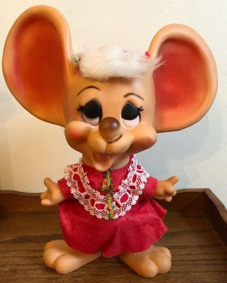 Vintage Huron Products 10 " Mrs Santa Claus Mouse Topo Gigio Bank Figure