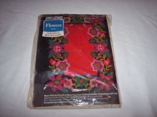 Vintage Punch Rug Canvas Aunt Lydias Colonial Rug Pattern Flowers 24 " X 36 "