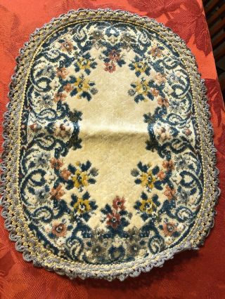 Vintage Amrose Art Linens Belgium Garland Dollhouse Area Rug Tapestry 9”x13”