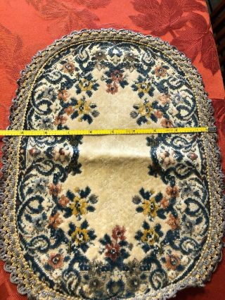 Vintage Amrose Art Linens Belgium Garland Dollhouse Area Rug Tapestry 9”x13” 2
