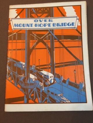 Newport Ri Mount Hope Bridge 1929 Booklet Wi Pictorial Map Ri