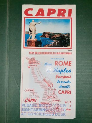Vintage 1960s Capri Pompeii Naples Rome Italy Tour Brochure Souvenir