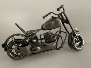 Hand - Welded Scrap Metal Art Motorcycle Model Sculpture Harley Davidson Look