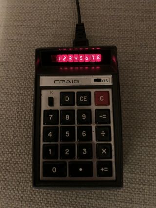 Vintage Craig Calculator 4501 with Case and Power Adapter Fully Functional 2
