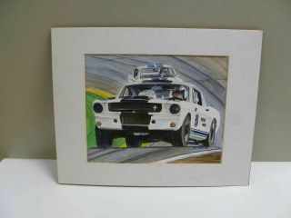 Painting Watercolor 1965 Shelby G.  T.  350 R - Model Racing 98 Essex Wire