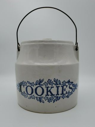 Cookie Jar Monmouth Pottery Stoneware Cookie Jar With Wire Bail Handle Vintage