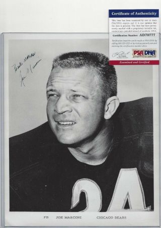 Joe Marconi Autographed 8x10 Photo Psa Chicago Bears La Rams Football Star