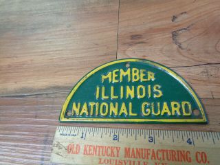 Vintage Member Illinois National Guard Metal License Plate Topper (sah1)