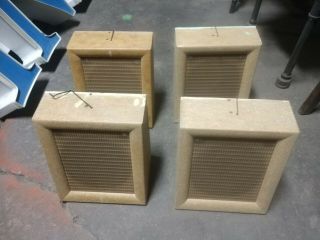4 Reclaimed Vintage Dukane Wall Mount Cabinet Speakers 9 3/4 " X 12 ".  As Found.