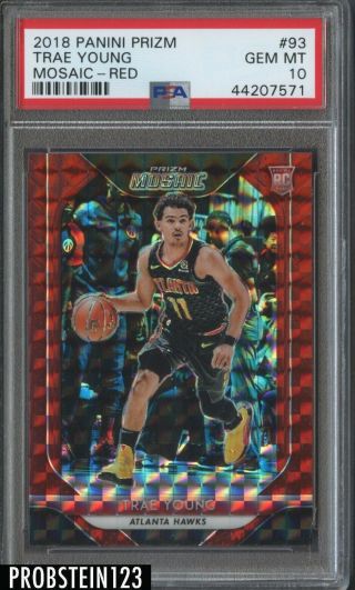 2018 - 19 Panini Prizm Mosaic Red 93 Trae Young Hawks Rc Rookie Psa 10
