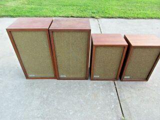 4 Vintage Ultraflex Wood Floor Stereo Speakers That Are In Good Shape - Nr