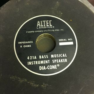 Vintage Altec Lansing 421a 15 " Speaker.