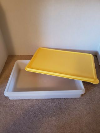 Vintage Tupperware Sheer Rectangle Container 290 With Yellow Lid 291