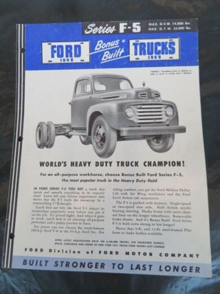 Vintage 1949 - 59 Ford Truck Sales Brochure Series F - 5