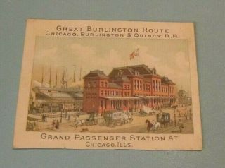 Chicago Burlington & Quincy Railroad Passenger Station Victorian Trade Card