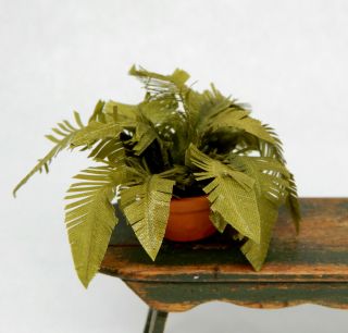 Vintage Fern House Plant In Terracotta Pot Artisan Dollhouse Miniature 1:12
