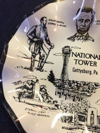 Vintage Souvenir Gettysburg PA Ruffled Glass Ashtray Candy Dish National Tower 2
