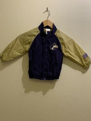 Vintage Uw University Of Washington Huskies Hooded Wind Breaker Jacket Sz 2t Kid