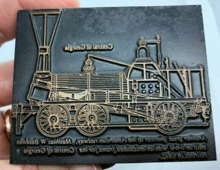 Railroad Locomotive Metal Printing Block Stamp W/ Central Of Georgia D