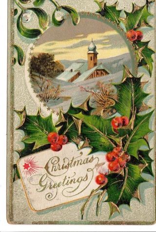 Vintage Postcard Christmas Greeting Post 1909 To Vesta Ellis Waynesville Ohio