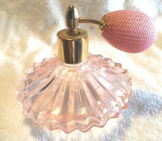 Vintage Perfume Bottles Atomizers Glass Pink Scalloped (1)