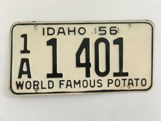 1956 Idaho License Plate World Famous Potato Slogan All " Very Good "