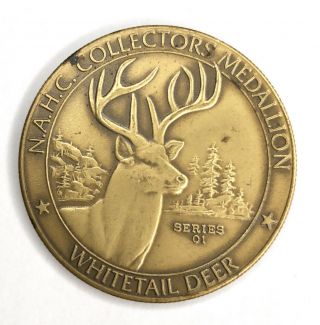 N.  A.  H.  C.  Collectors Medallion Whitetail Deer Big Game Series 01 Coin Vtg Bx6