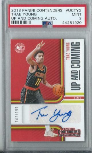 2018 - 19 Contenders Rc Auto Trae Young Up And Coming Rookie Autograph Card /199
