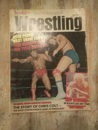 Worn 1973 Ladies Wrestling Inside Magazin Wwf Nwa Awa Ladd Morales Colt Stevens