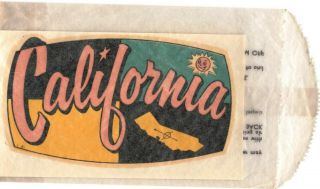 Vintage California State Lindgren Travel Decal Sticker Smiley Face Sun