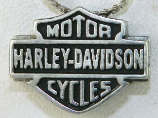 Harley Davidson Mod Sterling Silver.  925 Cz Pendant Fine Necklace - 30 "