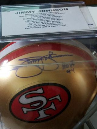 Jimmy Johnson Autographed San Fran 49ers Throwback Mini Helmet Tristar Authentic