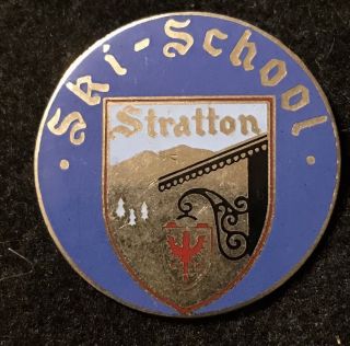 Stratton Ski School Skiing Pin Badge Vermont Vt Resort Souvenir Travel Lapel
