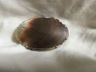 Vintage 1930s Art Deco Mother Of Pearl Shell Solid Sterling Silver Pin Brooch