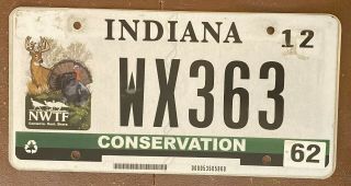 Indiana 2012 Conservation Nwtf Graphic License Plate Wx363