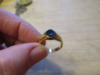 Vintage Sterling Silver Ring With Black Onyx In Center Sz 7