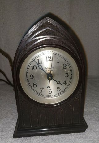 Vintage Lincoln Cathedral Electric Alarm Clock - Bakelite Runs Good