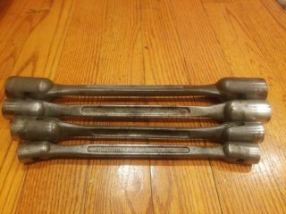 4 Vintage Herbrand Combination Socket Wrenches 12 Point Van - Chrome