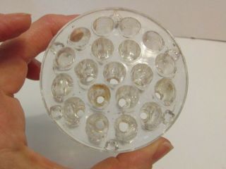 Vintage Clear Glass 19 Hole Footed Flower Frog,  3 " Diameter,  Made In England