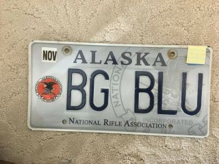 Alaska National Rifle Association License Plate Bg Blu