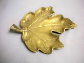 Vintage Dirilyte Solid Cast Brass Maple Leaf Dish Tray Plate G - 5