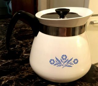 Vintage Corning Ware Cornflower Blue 2 Qt.  8 Cup Stove Top Tea Pot With Lid