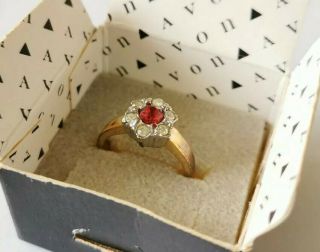 Vintage Avon Ring Gold Plated Red Ruby 