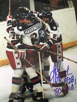 John " Bah " Harrington 1980 Olympic Miracle On Ice Gold Medal Signed 8x10 3
