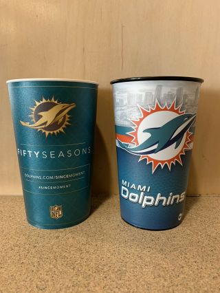 Miami Dolphins Nfl 24 Oz.  Plastic Stadium Drinking Cups - Pre - Owned