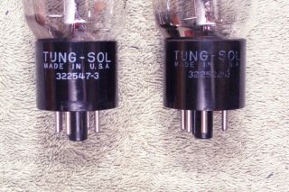 Two,  Tung Sol - USA 5U4G,  tall shouldered glass,  matching pr,  made in 1955,  5U4GB 2