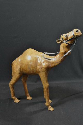 Vintage Decorative Handmade Leather Camel Figurine 15 " X13 "