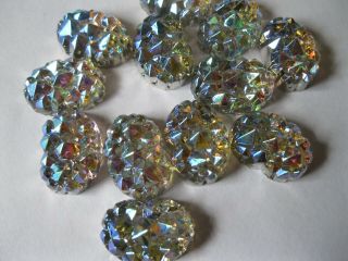 12 Vtg.  West German Kidney Shape Mountain Top Cabochones In 25x18mm Crystal Ab