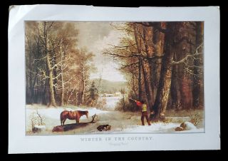 Vintage 1974 Currier And Ives Calendar Print Winter In The Country