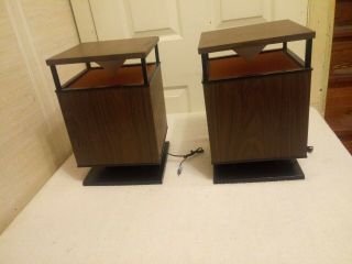 Vintage Zenith Circle Of Sound Square Eames Era Coffee Table Stereo Speakers